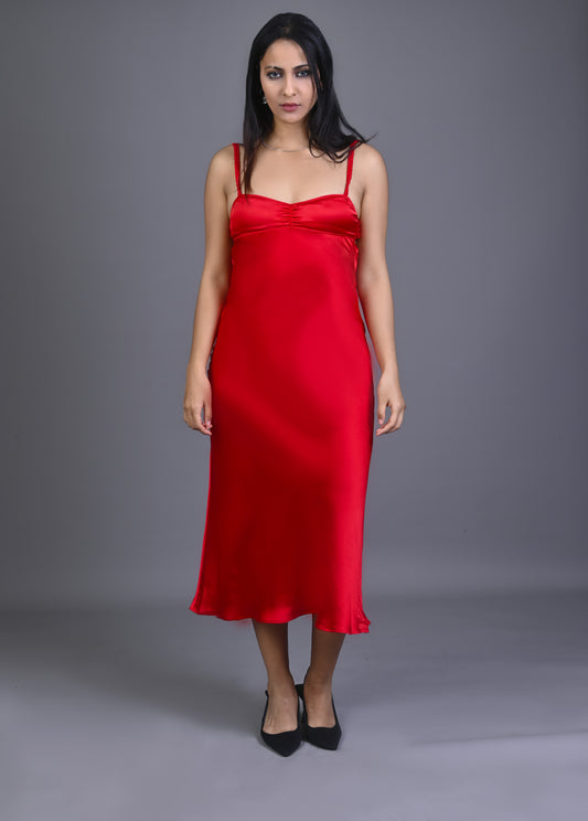 Robe  Satinée Rouge