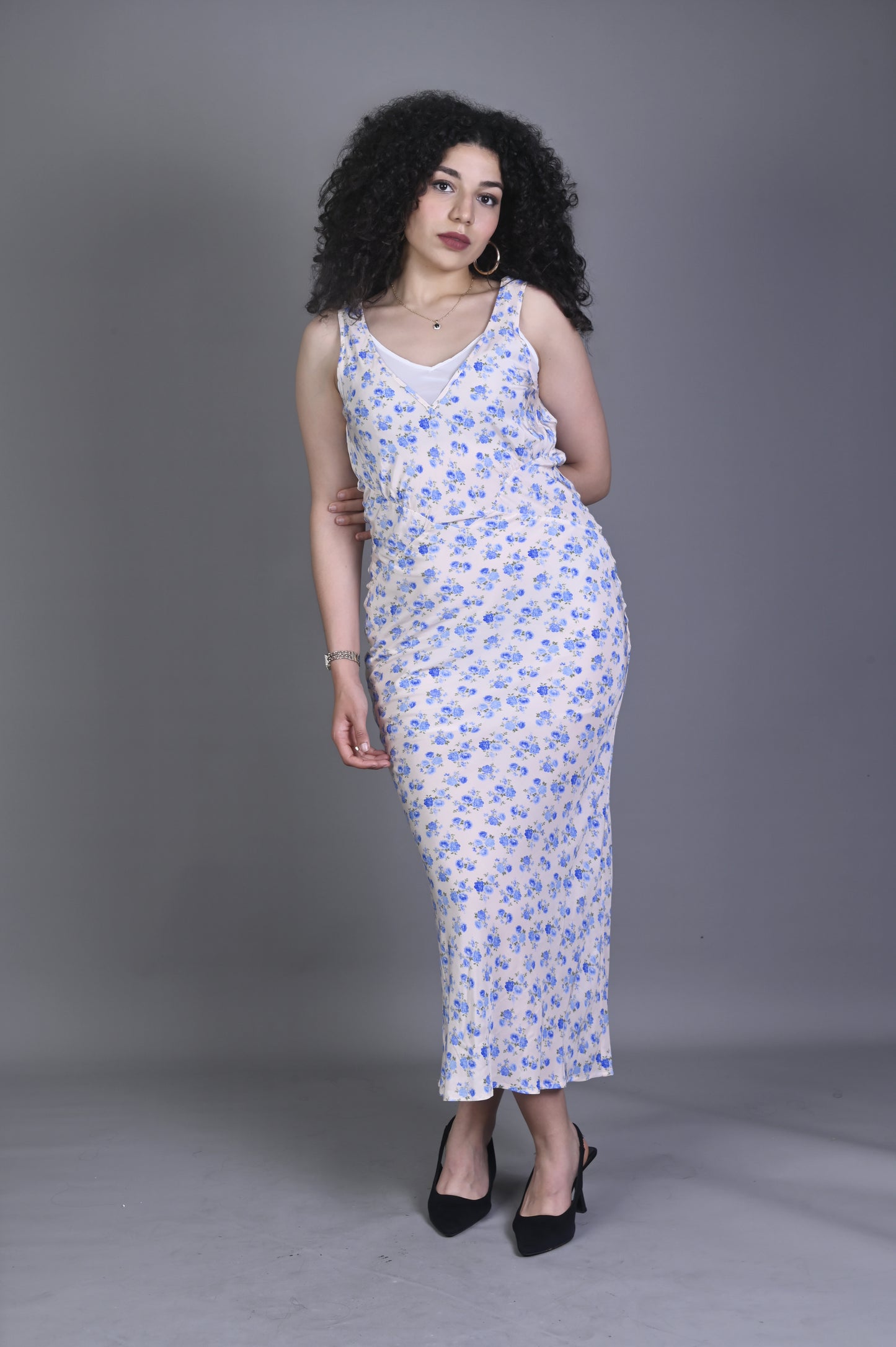 robe longue à imprimé fleuri