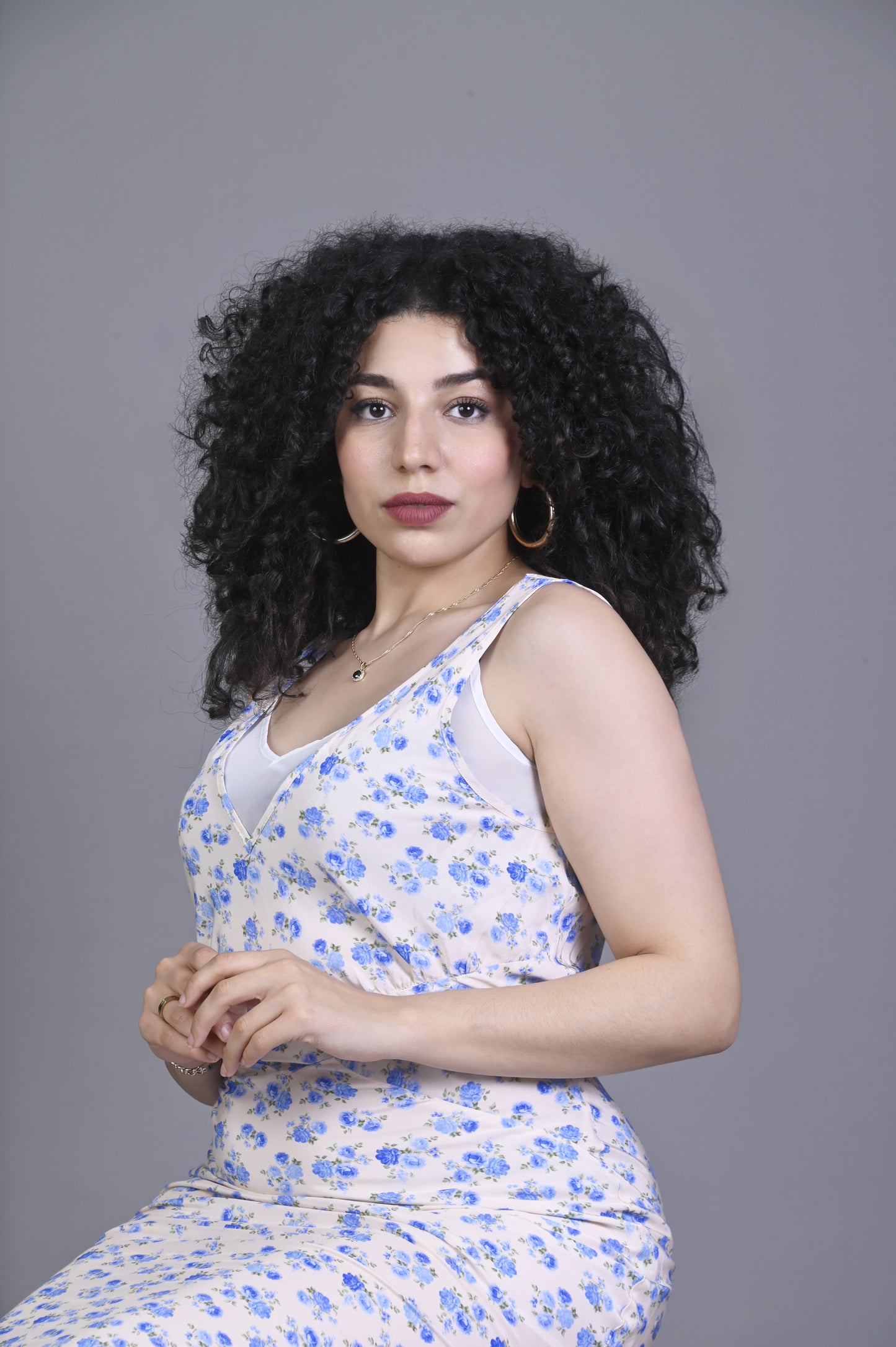 robe longue à imprimé fleuri